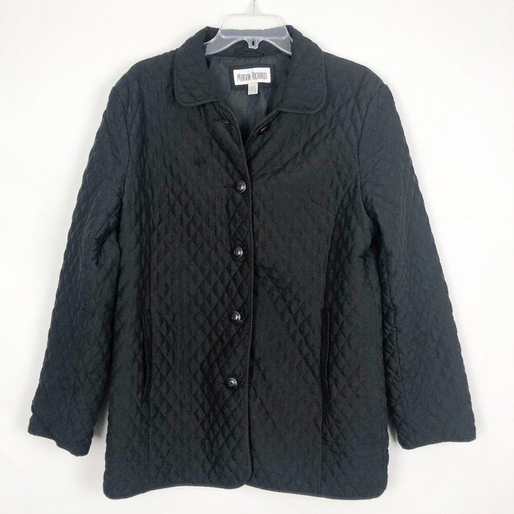 Marvin Richards Vintage Quilted Black Jacket Size Large